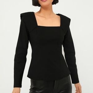 Tuckernuck Hyacinth House Black Long Sleeve Hepburn Blouse Medium